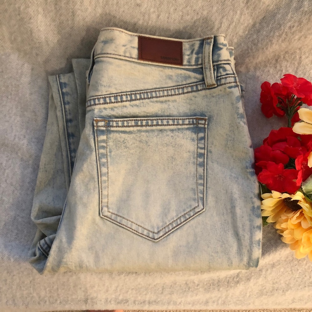NWT - Land’s End Bleached Look High Rise Straight Leg Jeans